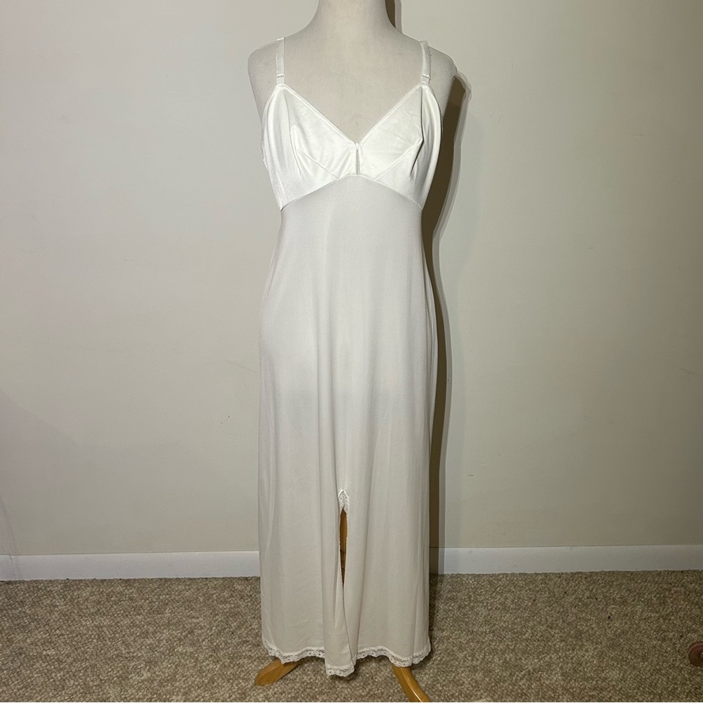 Vintage White Satin Chemise Midi Length